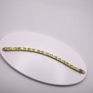VTG 18K Gold Vermeil 925 Sterling Silver Peridot Tennis Bracelet LL Hallmarked